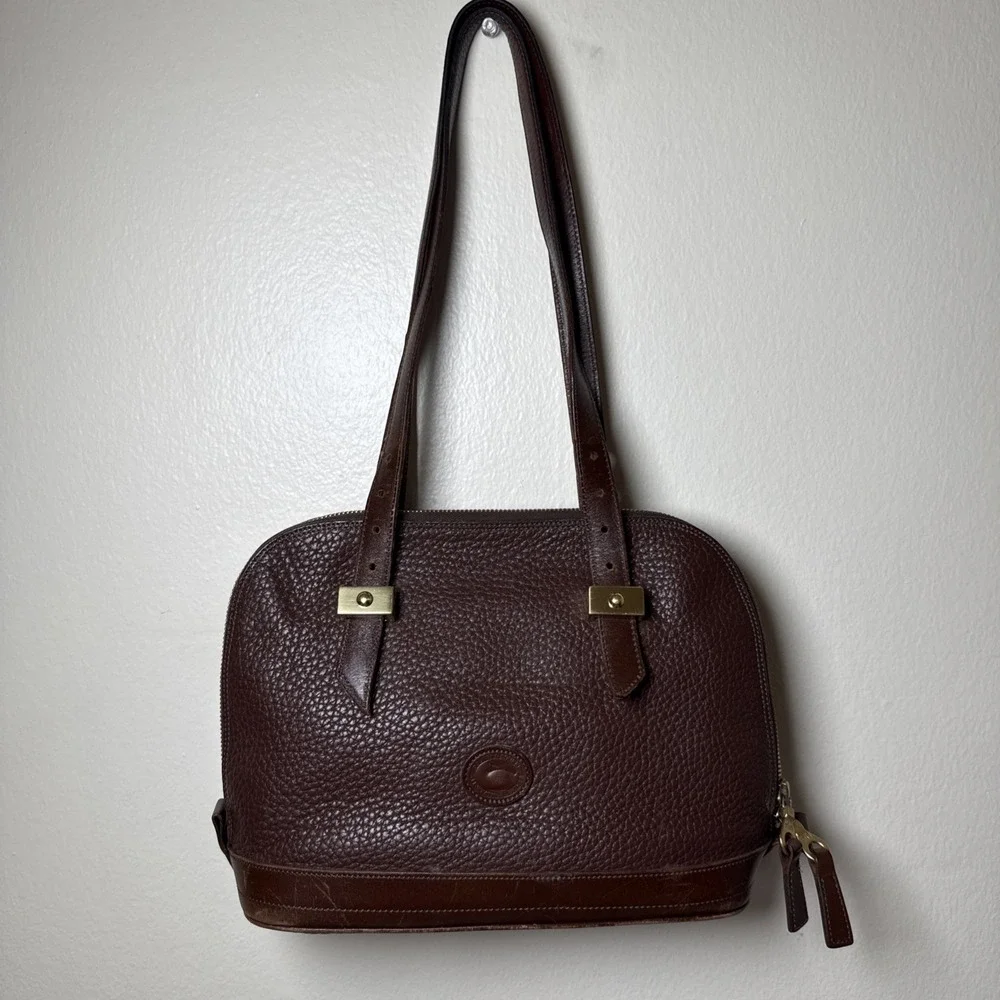 Vintage Dooney‎ & Bourke All-Weather Leather Purse Handbag Saddle Brown